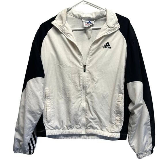 Vintage Adidas Three Stripe Full Zip Running Wind Jacket Medium - Picture 1 of 10